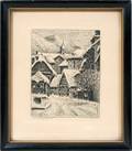 040482 WINTER CHURCH SCENE STEEL ENGRAVING 6 X 5