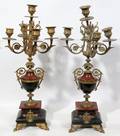 032477 FRENCH GILT BRONZE  MARBLE CANDELABRUM H 19