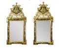 Pair of Italian 19th C Painted  Giltwood Mirrors