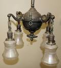 021494 ANTIQUE BRASS FOURLIGHT CHANDELIER H 38