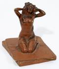 020486 METAL SCULPTURE FIGURE OF WOMAN H3 SEMI NUDE