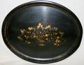 010517 TOLE OVAL PAINTED FLORAL TRAY C1900 17 X 21