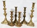 010483 AMERICAN BRASS CANDLESTICKS 3 PR H 12 9 7