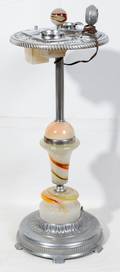 122500 CHROME AND GLASS SMOKING STAND CA 1930 H 24