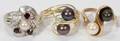 031540 14KT GOLD PEARL  GARNET RINGS THREE