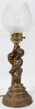 021532 BRASSPLATED METAL CHERUBFORM LAMP H 17