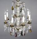Continental Chandelier w Multicolored Glass
