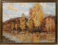 010535 HENRY H LAUZON OIL ON BOARD AUTUMN LANDSCAPE