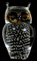122534 CRYSTAL OWL SIGNED QUIDIO H 6 W 3 D 2