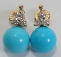060011 NATURAL TURQUOISE  60 CT DIAMOND EARRINGS