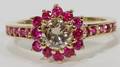 060009 NATURAL 50 CT CHAMPAGNE DIAMOND  RUBY RING