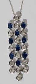 060035 18KT WHITE GOLD DIAMOND AND SAPPHIRE NECKLACE