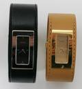 060053 GUCCI WATCHES BLACK AND BROWN LEATHER STRAPS