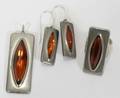 060041 GEORG JENSEN PEWTER AND AMBER RING EARRINGS