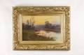 French Landscape w Boat P Vernon 18th19th C