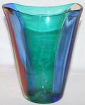 051057 FULVIO BIANCONI A FASCE VERTICALI GLASS VASE