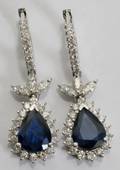050010 SAPPHIRE  SIDE DIAMOND PEAR SHAPED EARRINGS