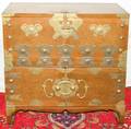050026 KOREAN WOOD  BRASS WRITING DESK EARLY 20TH C