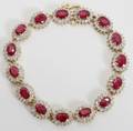 050004 14KT YELLOW GOLD DIAMOND  RUBY BRACELET