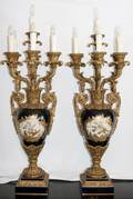 041018 PORCELAIN  GILT METAL SEVENLIGHT CANDELABRA