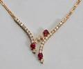 041046 18KT GOLD RUBY  DIAMOND NECKLACE L 17