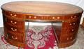 040046 OVAL LEATHER TOP PARTNERS DESK MID 20 TH C