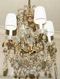 031059 GILT METAL  CRYSTAL FOURLIGHT CHANDELIER