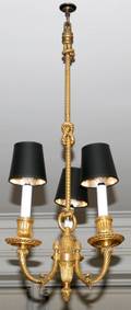 031058 GILT BRONZE THREELIGHT CHANDELIER H 29