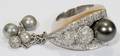 030045 18 KT WHITE GOLD DIAMOND WITH BLACK PEARL RING