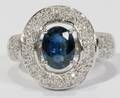 030043 14KT WHITE GOLD SAPPHIRE AND DIAMOND RING