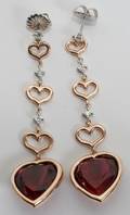 022055 3362 RED TOURMALINE  DIAMOND EARRINGS