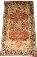 022046 ORIENTAL SILK RUG WITH ANIMAL CENTER  BORDERS