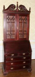 021030 CHIPPENDALE STYLE MAHOGANY SECRETARY DESK H 94
