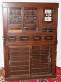 020005 CHINESE STAINED WOOD CABINET ANTIQUE H 67