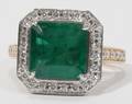 012033 377 CT EMERALD  250 CT PAVE DIAMOND RING