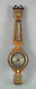 English rosewood banjo form barometer ca 1825