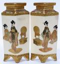011060 JAPANESE SATSUMA VASES SIGNED MEIJI PERIOD