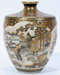 011034 JAPANESE SATSUMA VASE BY KOZAN H 5 14