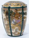 011053 JAPANESE SATSUMA VASE MEIJI PERIOD H 4 14