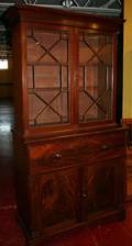 010032 ENGLISH MAHOGANY ASTRAL GLAZED BOOK CASE 19TH C