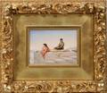 122014 KPM HAND PAINTED PORCELAIN PLAQUE GIRLS ON
