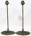 122032 TIFFANY STUDIOS NEW YORK BRONZE CANDLESTICKS