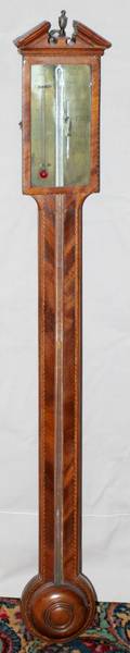 061092 GEORGE III MAHOGANY STICK BAROMETER BIRMINGHAM