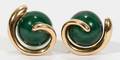 111164 14KT GOLD  MALACHITE EARRINGS PAIR