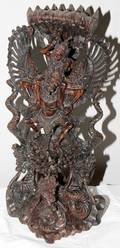 111133 INDIAN HANDCARVED WOOD SCULPTURE H 23 W 10