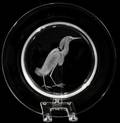 110067 STEUBEN GLASS AUDUBON SNOWY EGRET PLATE