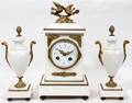 ALABASTER  GILT METAL CLOCK GARNITURE 3 PCS