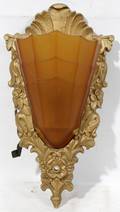 ART DECO AMBER GLASS  METAL SCONCE C 1920