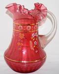 080093 VICTORIAN CRANBERRY GLASS PITCHER H 9 12