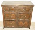 062084 ANTIQUE JACOBEAN STYLE SIX DRAWER CHEST H 35